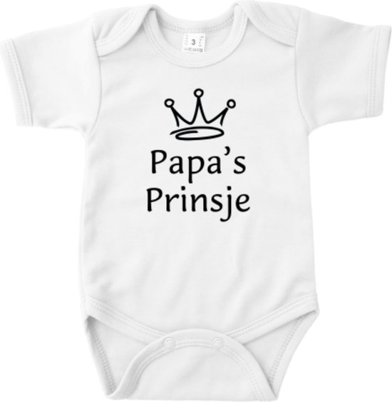 Cadeau Vaderdag - Body Prince des Papas - Taille 80 - Couleur Wit - 100% Katoen