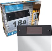 Grundig Huisnummerbord met Ledverlichting - Werkt op Zonneenergie - Wandbevestiging - Incl. Schroeven - Zwart/Transparant