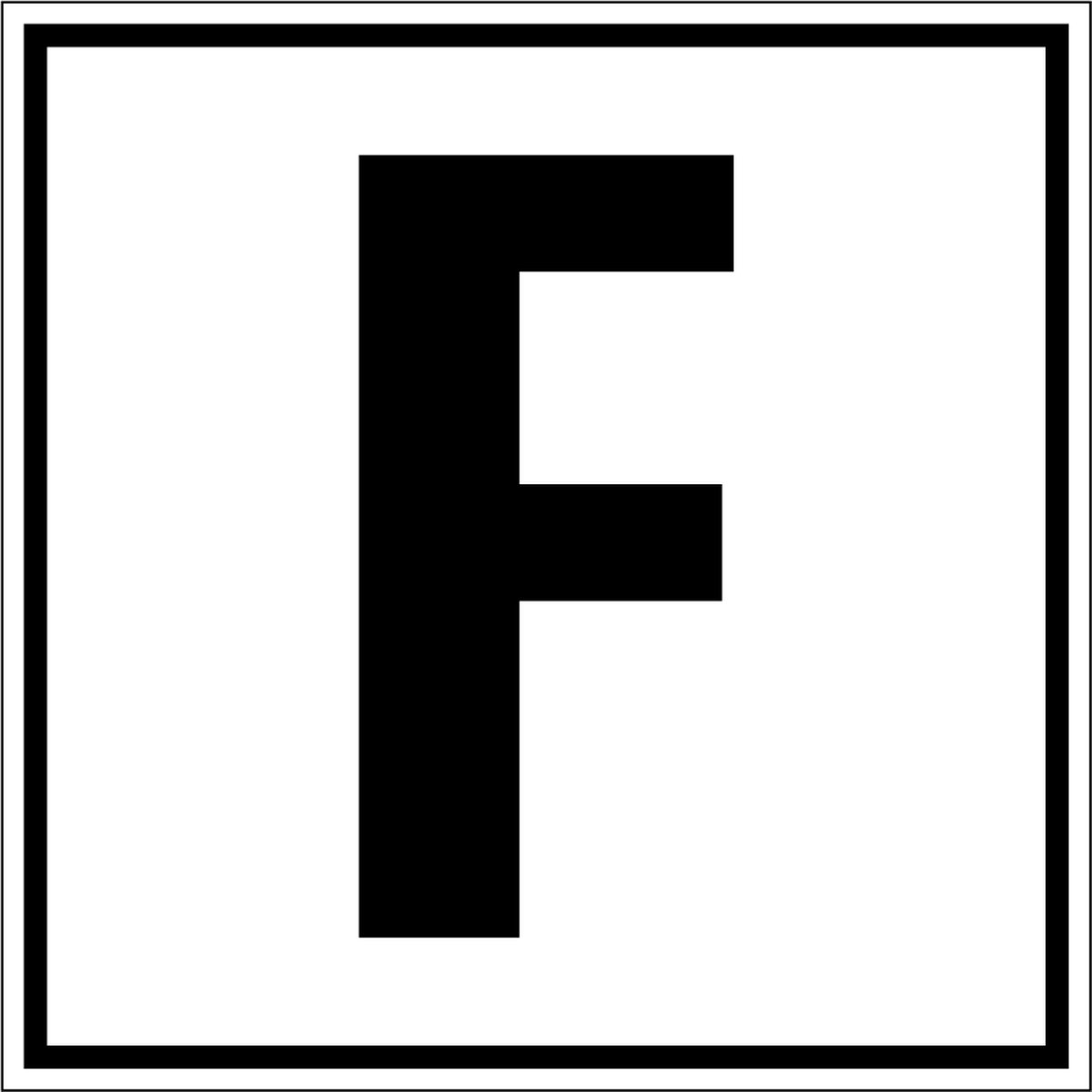 Letter bord A-Z, per stuk Letter F 300 x 300 mm