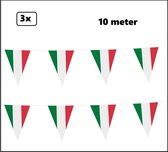 3x Vlaggenlijn Italie 10 meter - Landen festival thema feest vlaglijn verjaardag fun party