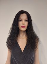 Wigs by Hairglow - lace front pruik - curly - kleur zwart - 55 cm