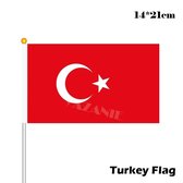 Turkse Stok Vlaggetjes - 5 Stuks - Turkije - 14 x 21 CM - Hand Mini Vlag - kwaliteit vlaggetjes - Türk Bayraklı Stok Flama - 5 Adet - Türkiye - 14 x 21 CM - El Bayrağı - Kaliteli Flama