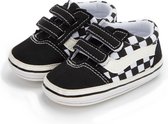 Baby schoentjes - babysneakers van Completebabyuitzet - klittenband - Schoenmaat 18-19 – 0-6 maanden (11cm) - Zwart, Wit geruit