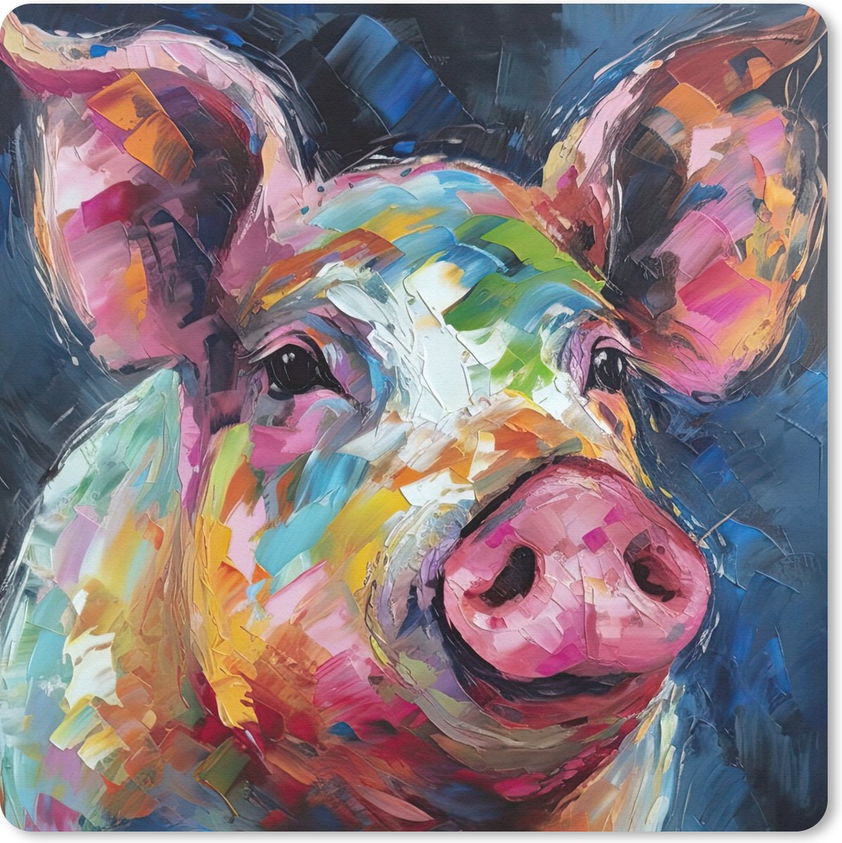 Muismat 30x30 cm - Mousepad Varken - Olieverf - Dieren - Kunst - Muismatten