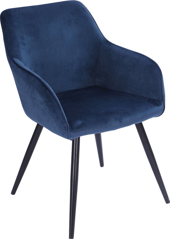 GISELE vintage stoel blauw fluweel