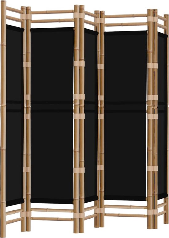 vidaXL - Kamerscherm - 5-panelen - inklapbaar - 200 - cm - bamboe - en - canvas