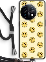 Case Company® - Hoesje met koord geschikt voor OnePlus 11 hoesje met Koord - Smiley N°2 - Telefoonhoesje met Zwart Koord - Bescherming aan alle Kanten en Over de Schermrand