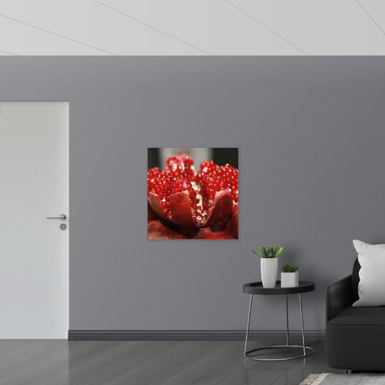 PVC Schuimplaat- Binnenkant van Granaatappel - 80x80 cm Foto op PVC Schuimplaat