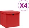 Boîtes de Boîtes de rangement avec couvercles 4 pcs 28x28x28 cm rouge
