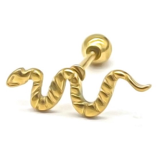 Oorpiercing Slang - Goudkleurig - Verkleurd niet - piercing snake - Damesdingetjes