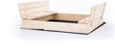 Bac à sable - avec couvercle et bancs - 120x120 cm - bois