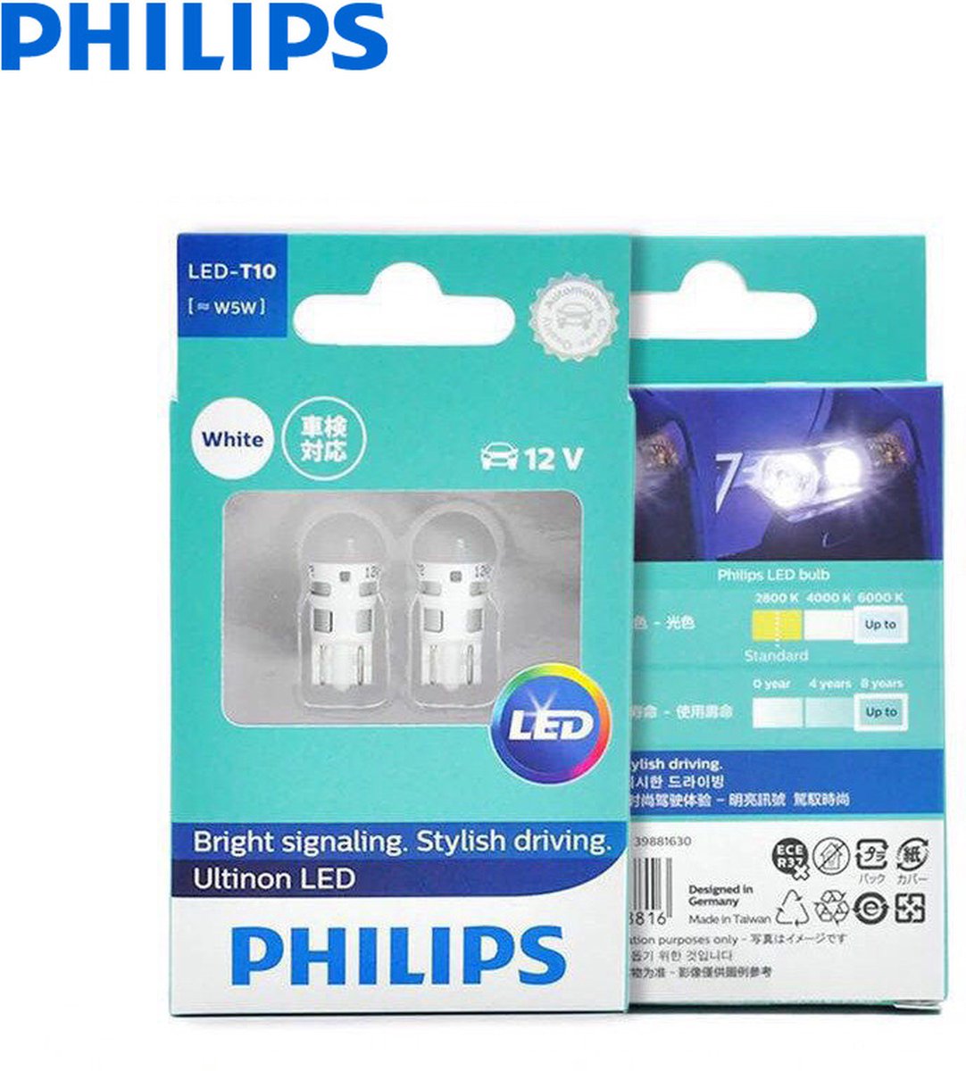 Philips Ultinon T10 LED 6000K Wit Verlichting 12V W5W (set) [Stadsverlichting - Parkeerverlichting - Kentekenverlichting - Interieurverlichting]