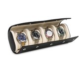 Luxe Horloge Rol 4 Stuks – Horlogedoos – Horloge Etui Leer – Watch Roll – Horloge Houder Sieradendoos – Horloge Opbergdoos Heren – Zwart