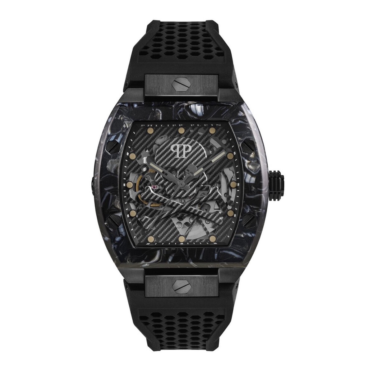 Philipp Plein The $Keleton PWBAA0221 Horloge - Siliconen - Zwart - Ø 44 mm