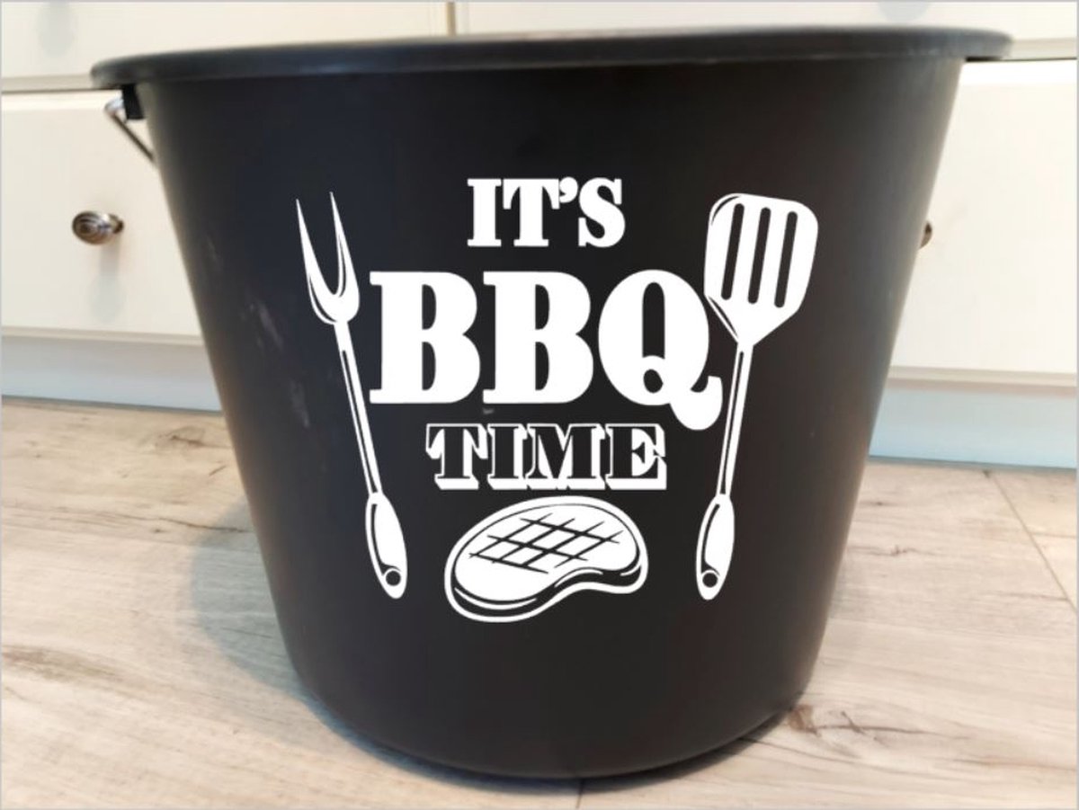 Goedkoopste Bedrukte emmer, BBQ time bedrukt op emmer, Emmer , BBQ, Barbecue, Emmer met tekst, Cadeau, Vaderdag