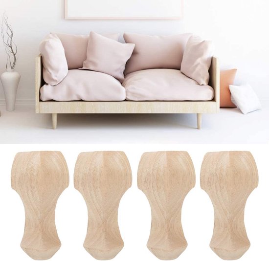 Set van 4 houten meubels poten salontafel Voeten Been hoekbescherming Decoratieve Voeten Been voor TV-kast Sofa (12 x 6 cm)