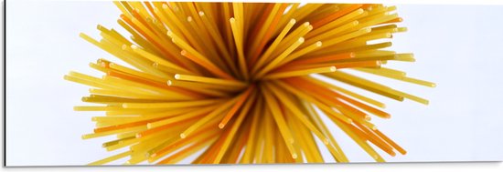Dibond - Ongekookte Spaghetti - 90x30 cm Foto op Aluminium (Wanddecoratie van metaal)
