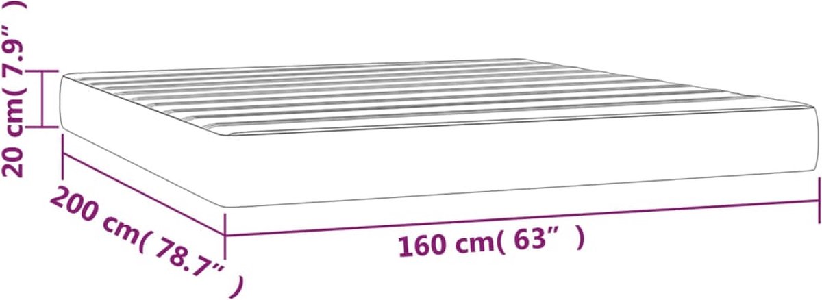 vidaXL - Pocketveringmatras - medium - 160x200x20 - cm - fluweel - zwart