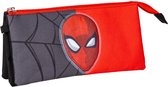 Pennenetui met 3 vakken Spiderman Rood 22,5 x 2 x 11,5 cm Zwart