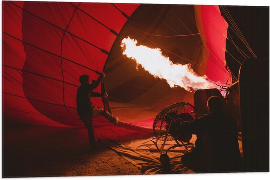 Vlag - Vuur in Doek van Rode Luchtballon - 90x60 cm Foto op Polyester Vlag