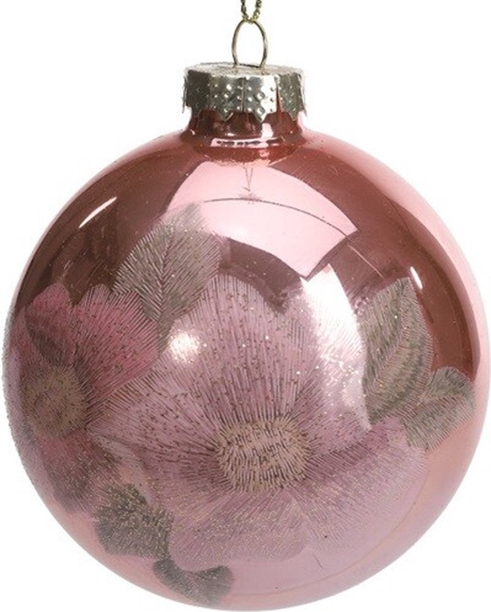 homebound by ky Glazen bal bloemenprint | kerstbal Roze