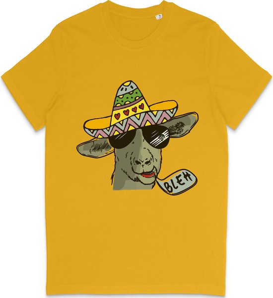 Grappig T Shirt Heren - T Shirt Dames - Cartoon Geit - Geel - 3XL