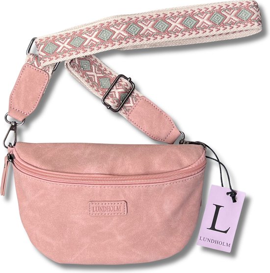 Lundholm heuptasje dames roze met tassenriem bag strap - heuptas dames met brede riem fanny pack crossbody tasje dames - cadeau voor vriendin - Scandinavisch design | Heby serie