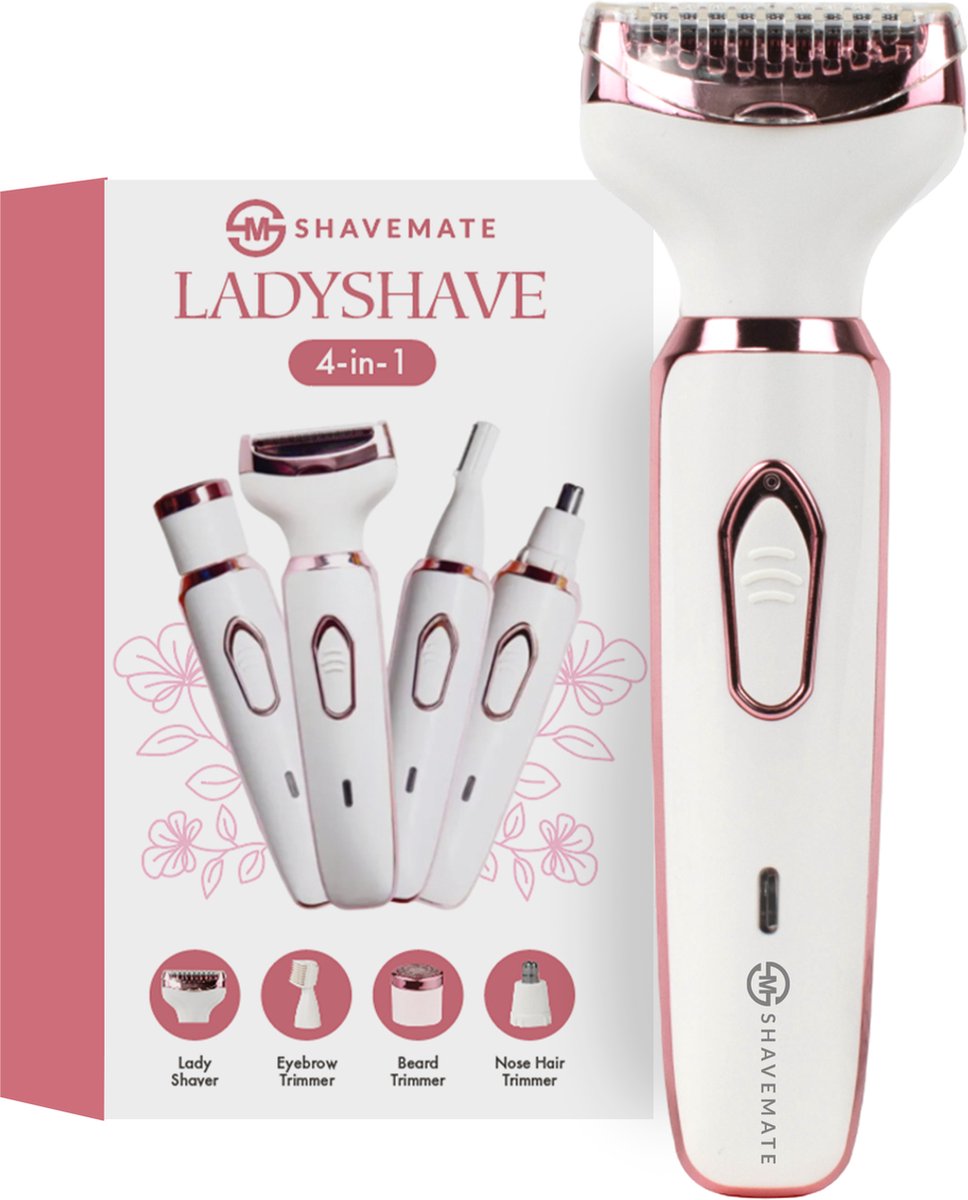 Shavemate 4 in-1 Ladyshave voor Vrouwen - Trimmer Vrouw - Haarverwijderaar  - Wit | bol.com