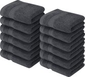 Premium Washandjes Set (12 Pack, 30 x 30 cm, Grijs) - 100% Cotton Flannel Gezichtsdoeken, Hoogwaardige Absorberende en Zachte Voelbare Vingertop Handdoeken