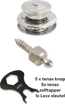 5 x Tenax sluitingen-Compleet met zelftappers en sleutel-Geheel RVS-Tenax-Loxx-Bootkap-Verandazeil-bootzeil-cabrioilet.