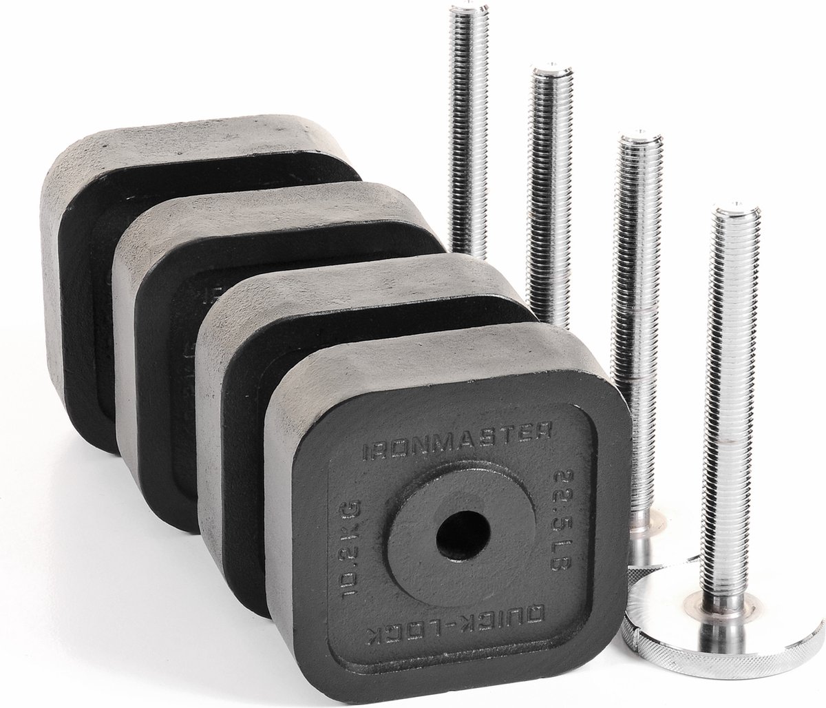 Ironmaster Quick-Lock Adjustable Dumbbell Add-on kit - van 54,4 kg naar 74,8 kg - 2 x 20,4 kg - incl. 4 Add-on Screws 22 cm