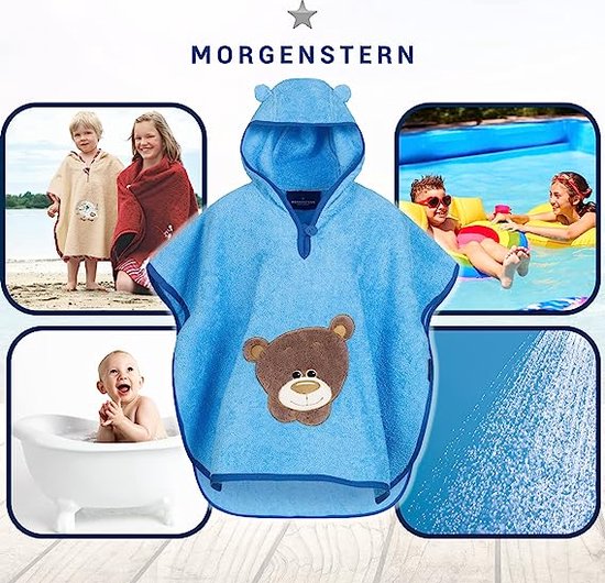 Morgenstern Badponcho voor kinderen, baby, meisjes, jongens, badstof