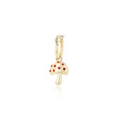 OOZOO Jewellery - Goudkleurig/rode oorring met een paddenstoel bedeltje - SE-3010