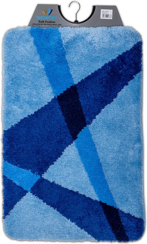 Wicotex-Badmat blauw gestreept 60x90cm-Antislip onderkant