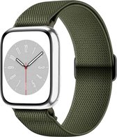 Smart Watch elastische nylon horlogeband – leger groen - Apple Watch - bandje 38/40/41 mm (M) - Series 1 2 3 4 5 6 7 SE - Smartwatch iWatch horloge band - elastisch NYLON