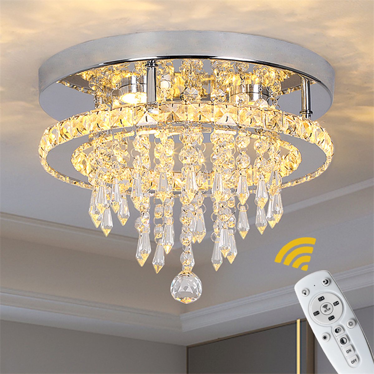 Moderne, grote LED-kroouchter met drie ringen, een luxe en modieuze