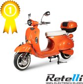 BEST GETEST - elektrische scooter - Retelli Vecchio Classico 24 ah - oranje - Brom/snor - retro - incl kenteken, tenaamstelling en rijklaar maken