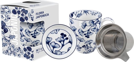 Tokyo Design Studio - Flora Japonica Mug Giftset Gingko w/Strainer and Tea Tip 380ml