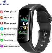 Bloedglucose Meter Smart Watch Bloeddruk Hartslag Monitoring Waterdichte Sport Smart Armband suikergehalte, glucosegehalte of bloedsuikerspiegel Pijnloos Meten