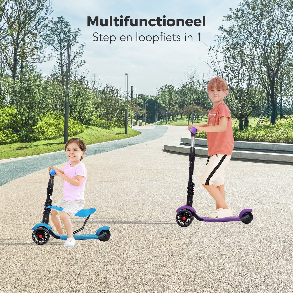 LifeGoods MultiRider Kinderstep - Step 3-8 Jaar - Blauw thumbnail 6