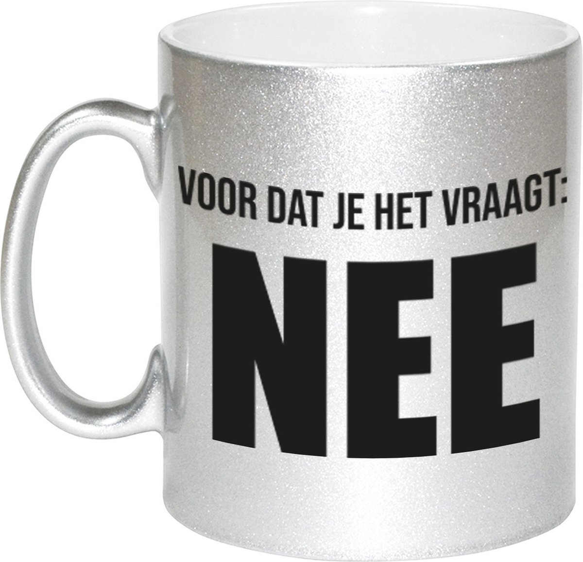 Verjaardag cadeau mok - zilver/zwart - grappige tekst - 300 ml - keramiek