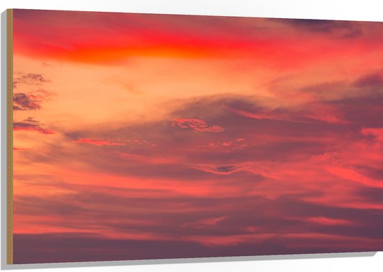 Hout - Rode Gloed over de Wolken in de Lucht - 120x80 cm - 9 mm dik