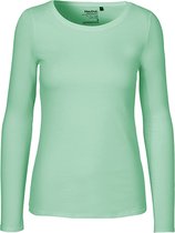 Ladies Long Sleeve T-Shirt met ronde hals Dusty Mint - S