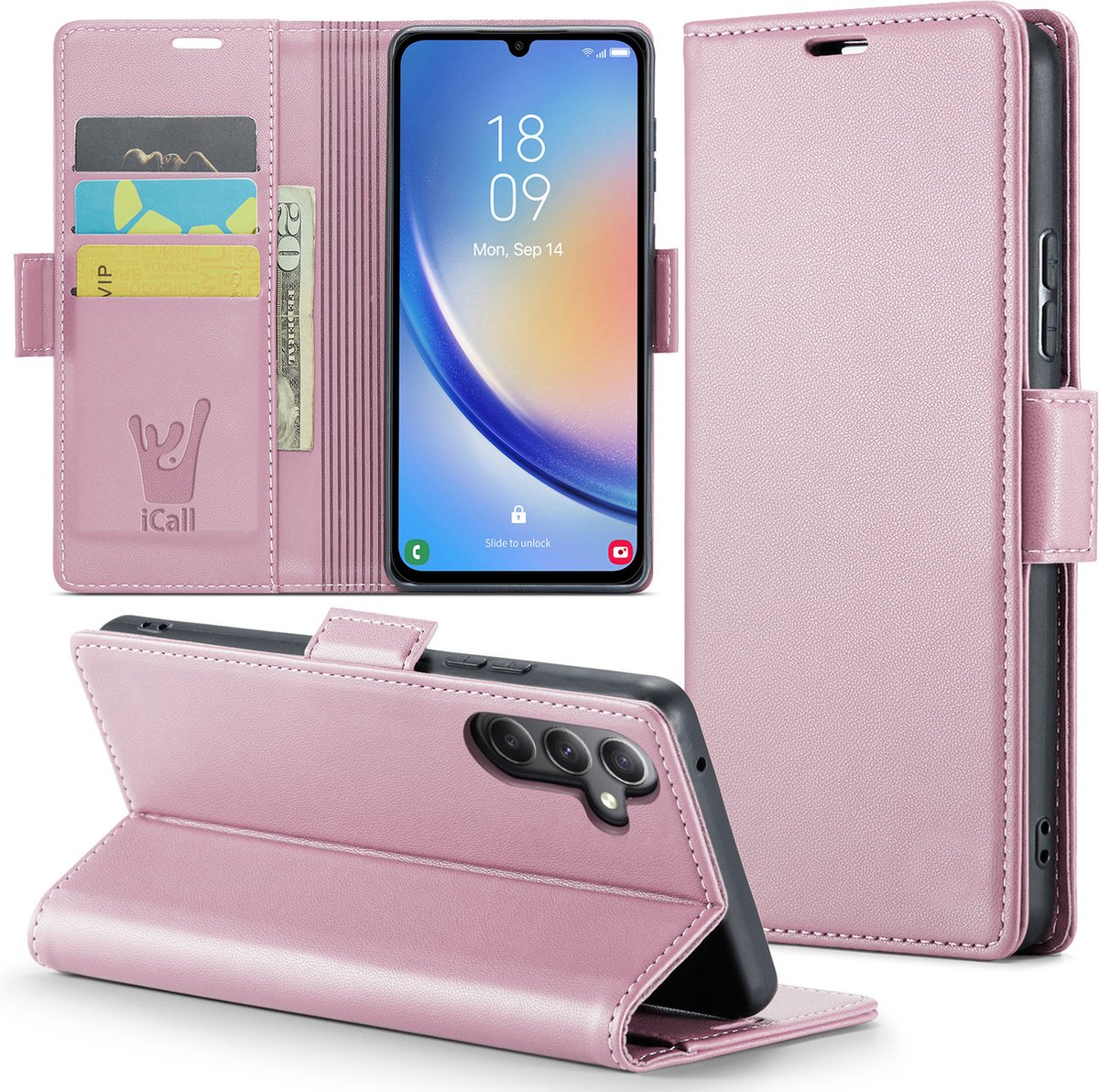 Hoesje geschikt voor Samsung Galaxy A34 - HyperCase Book Cover Kunstleer Rose