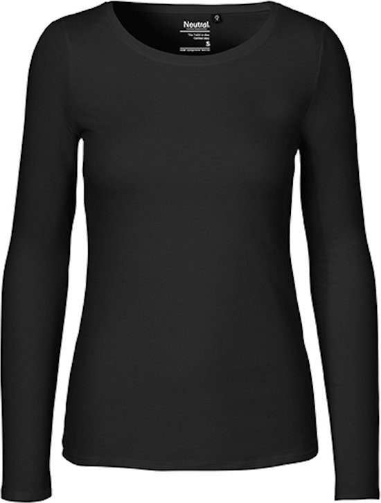 T-Shirt Femme à Manches Longues et Col Rond Noir - M