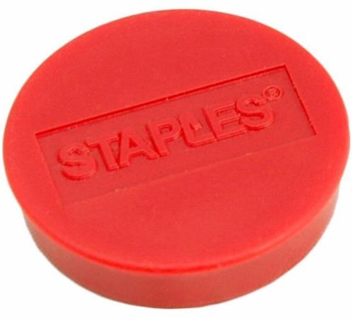 Staples Verpakking met 10 ronde, rode magneten van 30 mm met een magnetische kracht 850 gram/m² (doos 10 stuks)