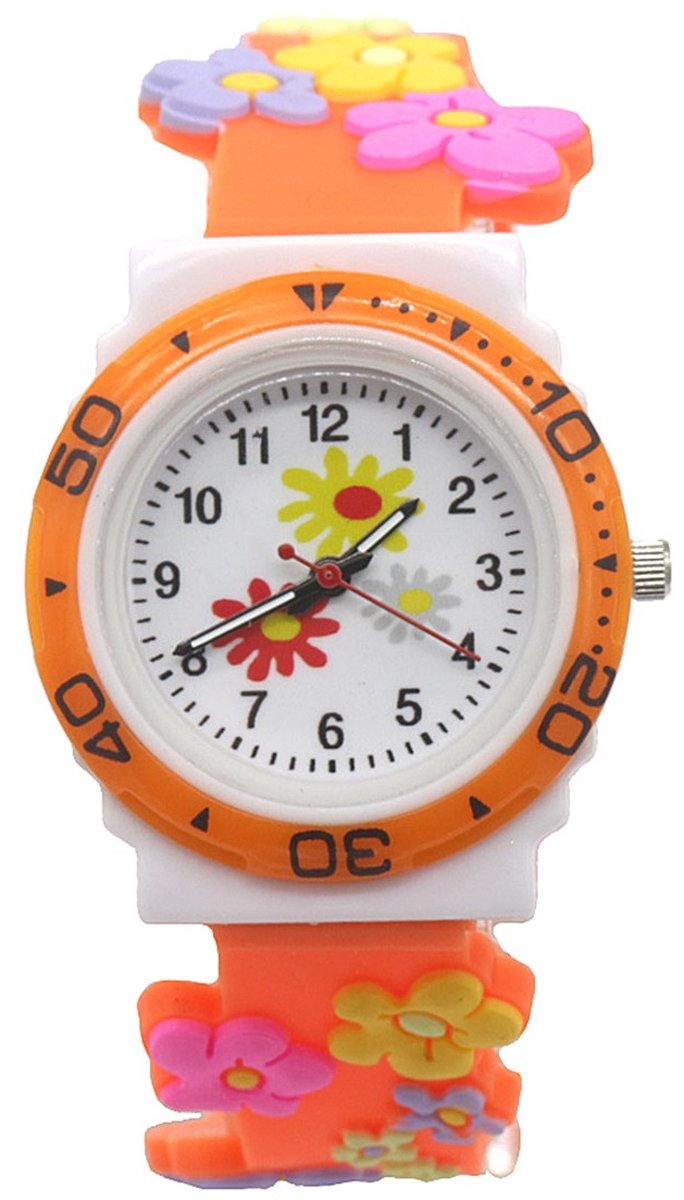Horloge voor Kinderen - Bloemen - Kast 32 mm - Oranje