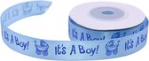 9 meter baby shower lint- blauw- geboorte jongen- satijn- it's a boy - lint voor cadeau zakjes - versiering - decoratie luiertaart