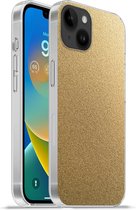 Geschikt voorApple Iphone 14 Plus - Soft case hoesje - Metaal - Goud - Design - Structuur - Chic - Siliconen Telefoonhoesje