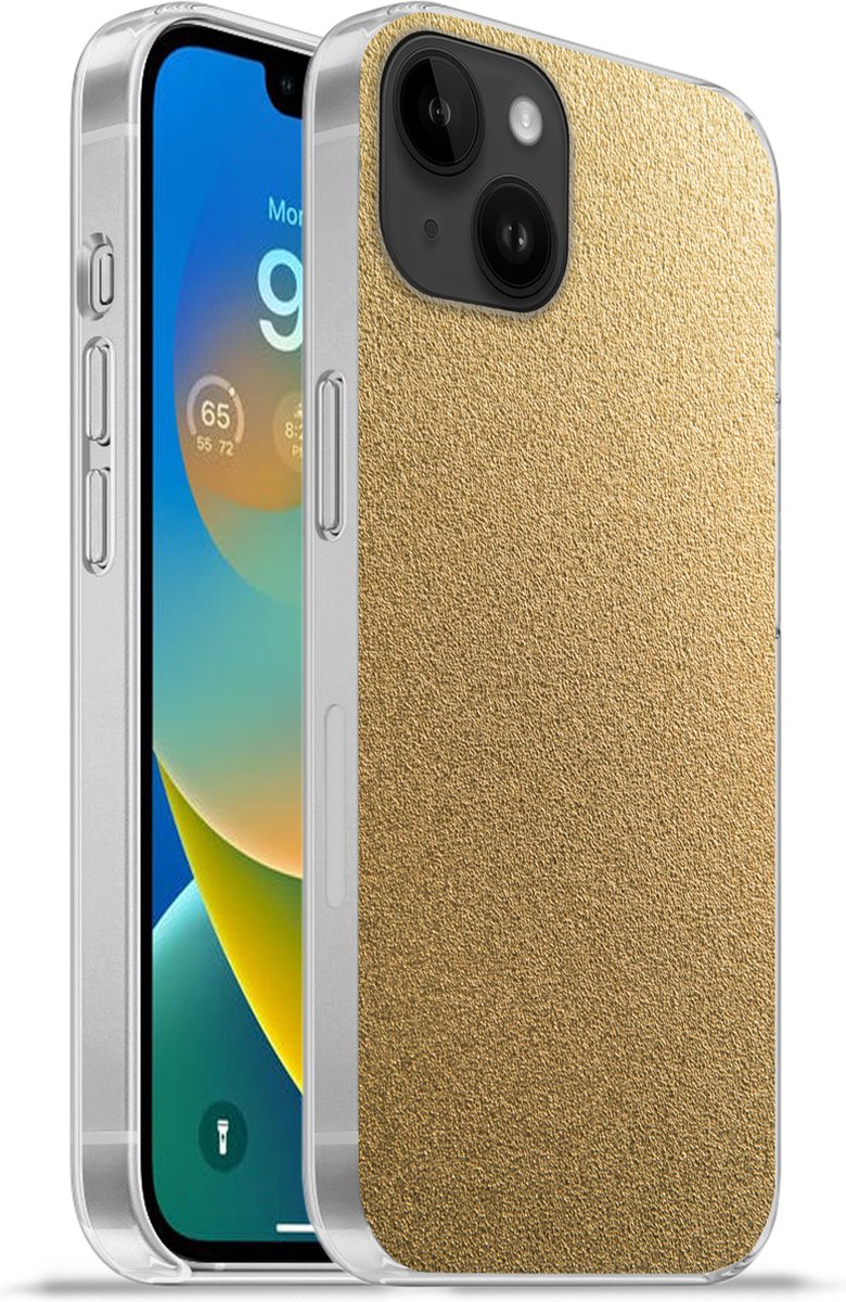 Telefoonhoesje Geschikt voor Apple Iphone 14 Plus hoesje - Metaal - Goud - Design - Structuur - Chic - Siliconen Telefoonhoesje Telefoonhoesje